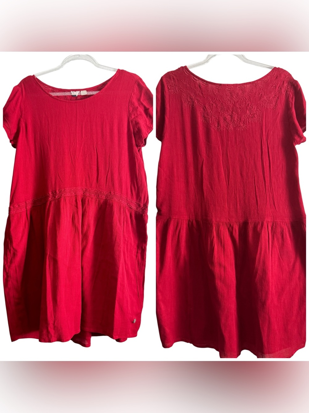 Roxy Red Gauzy Back Detail Babydoll Dress Size Juniors M